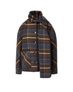 Veronica Beard Blue plaid wool jacket with matching scarf.