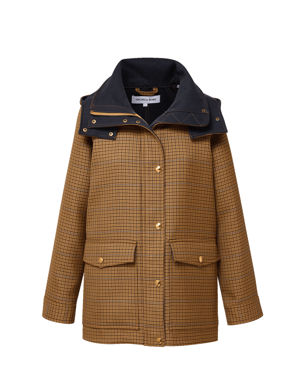 Veronica Beard Brown houndstooth jacket with contrast dark collar.