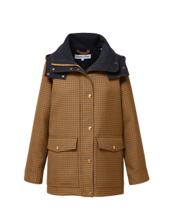 Veronica Beard Brown houndstooth jacket with contrast dark collar.