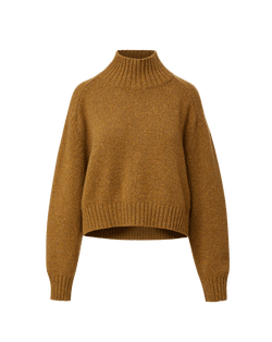 Veronica Beard Brown cropped knit mock neck sweater.