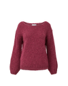 Veronica Beard Textured berry pink fuzzy wool boatneck sweater.