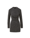 Veronica Beard Black polka dot long sleeve fitted mini dress.
