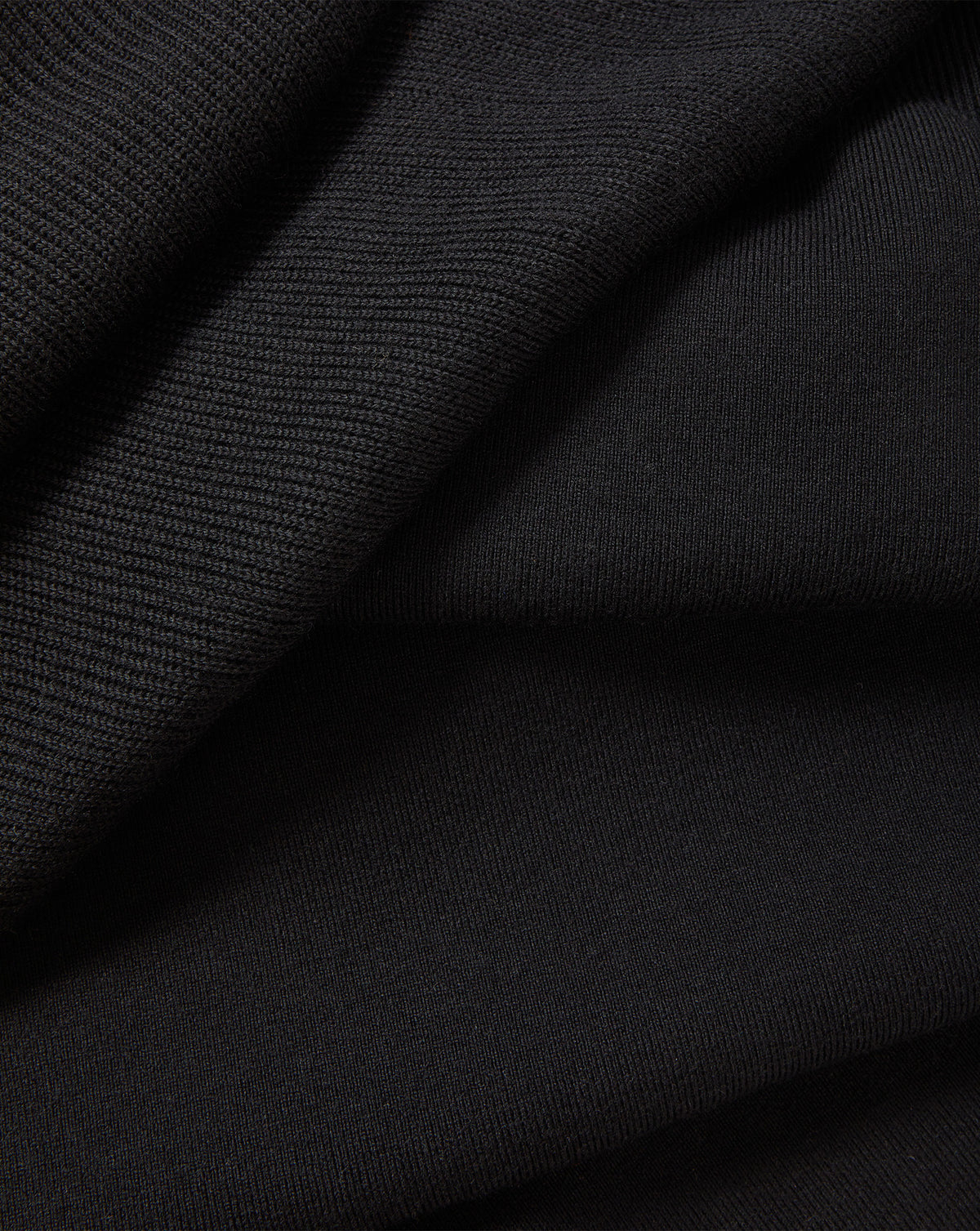Veronica Beard Black knit fabric with ribbed texture detail.