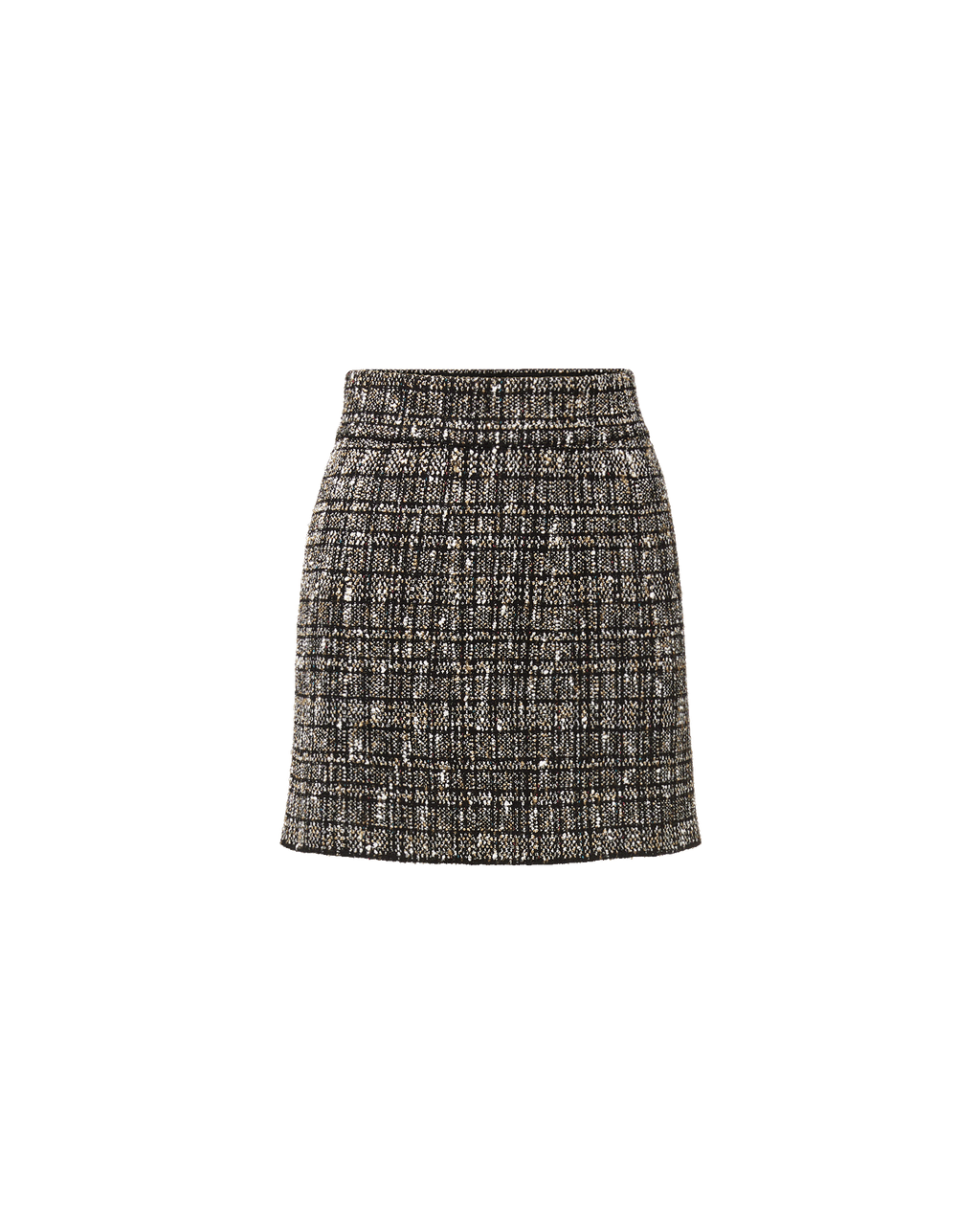 Veronica Beard Black tweed mini skirt with textured pattern.