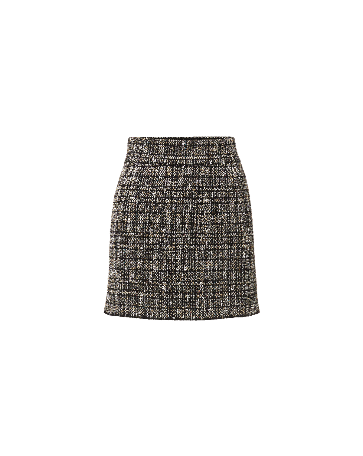 Veronica Beard Black tweed mini skirt with textured pattern.