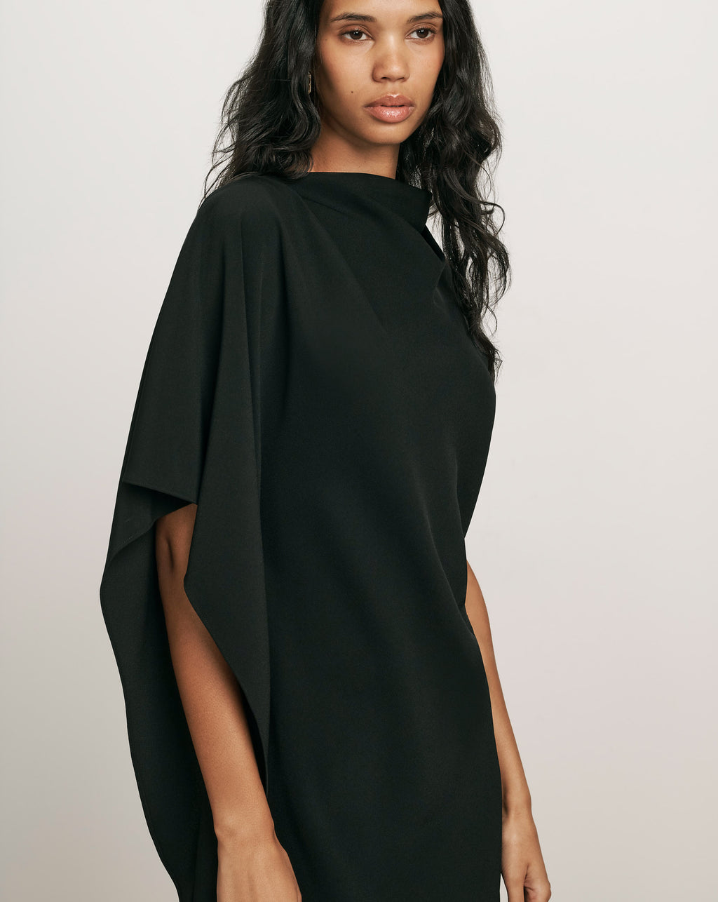 Veronica Beard Black draped poncho-style tunic top.
