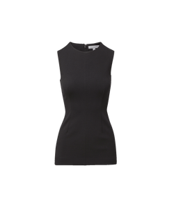 Veronica Beard Black sleeveless fitted tunic top with back zipper.