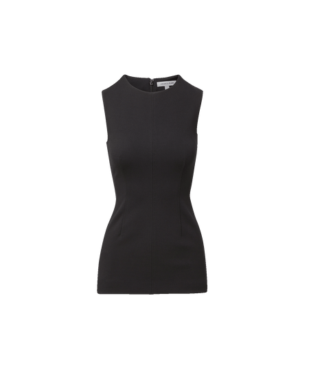 Veronica Beard Black sleeveless tunic top with structured seams.