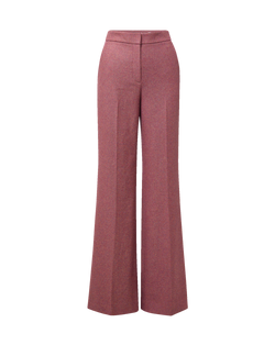 Veronica Beard Pink tweed wide-leg pants with pressed creases.