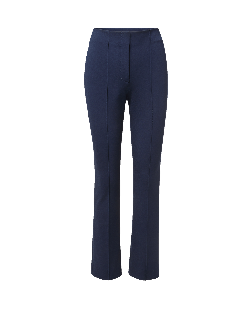 Veronica Beard Navy blue tailored flare trousers with center seams.