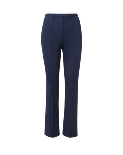 Veronica Beard Navy blue tailored flare trousers with center seams.