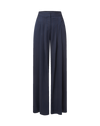 Veronica Beard Dark blue pleated wide-leg pinstripe trousers.