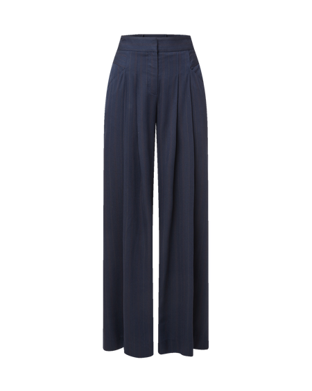 Veronica Beard Blue pleated wide-leg trousers and ribbed tank top.