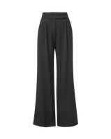 Veronica Beard Black wide-leg trousers with pleated front waist.
