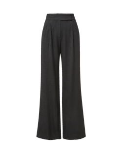 Veronica Beard Black wide-leg trousers with pleated front waist.