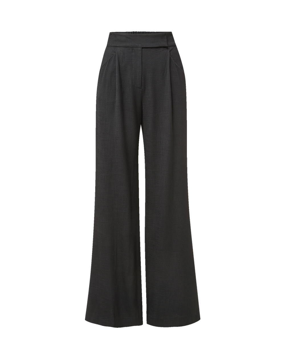 Veronica Beard Black wide-leg trousers with pleated front waist.