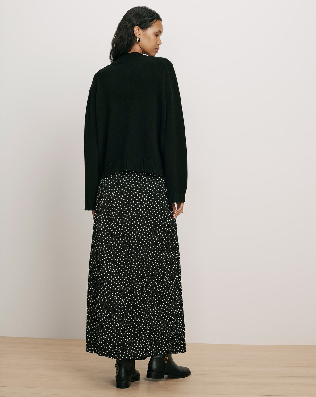 Veronica Beard Black polka dot maxi skirt.