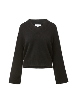 Veronica Beard Black V-neck sweater with wide sleeves.