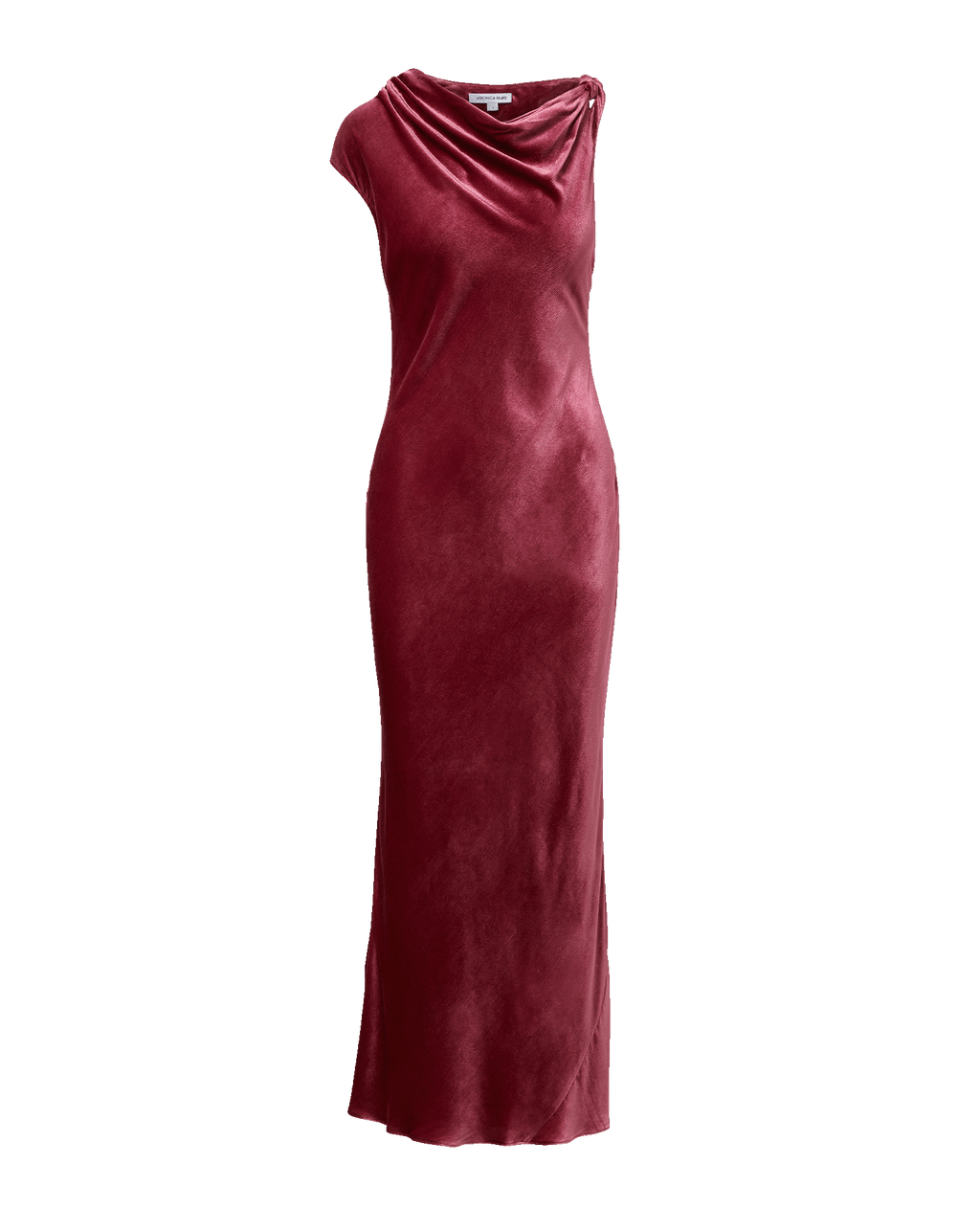 Veronica Beard Red velvet sleeveless cowl-neck maxi dress.