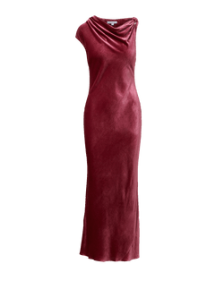 Veronica Beard Red velvet sleeveless cowl-neck maxi dress.