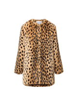 Veronica Beard Brown faux fur leopard print coat.