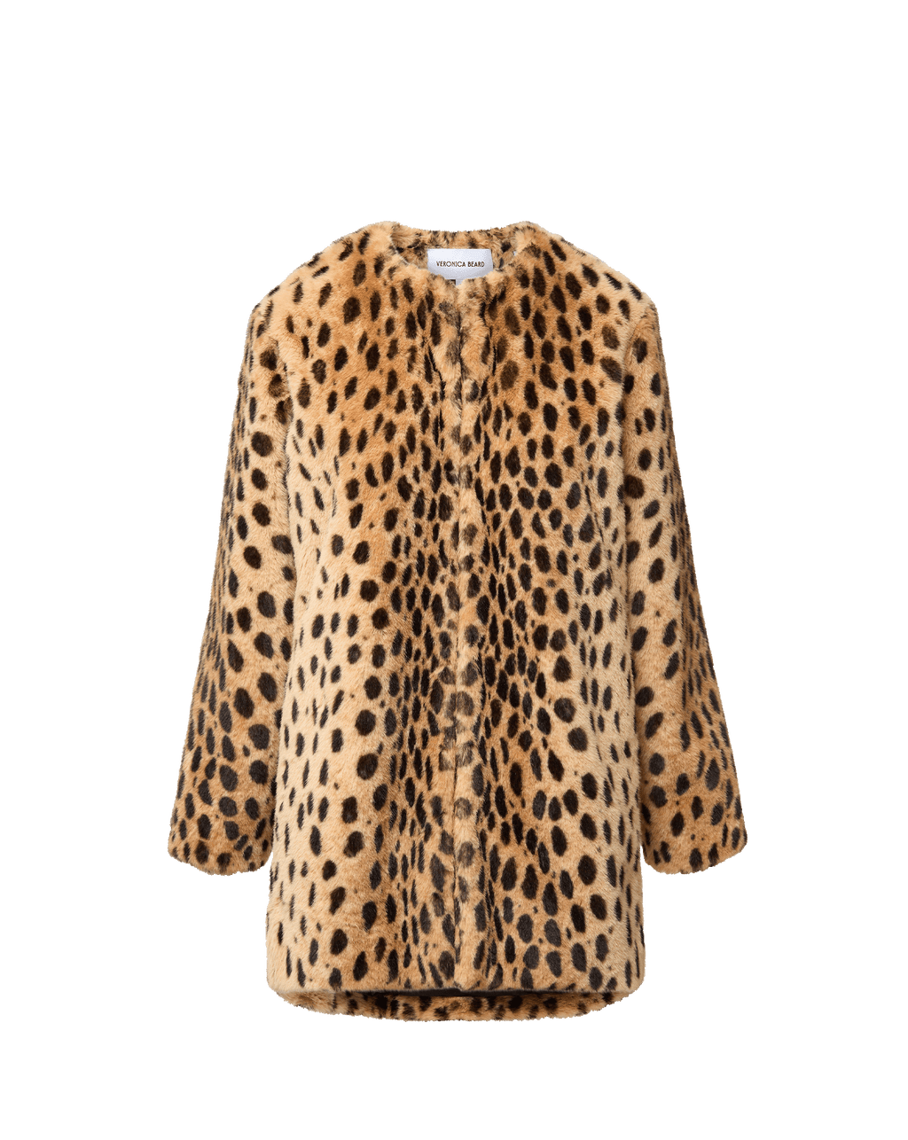 Veronica Beard Brown faux fur leopard print coat.