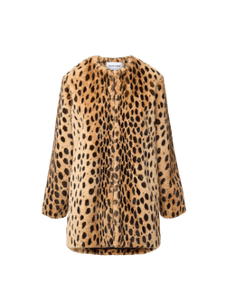 Veronica Beard Brown faux fur leopard print coat.