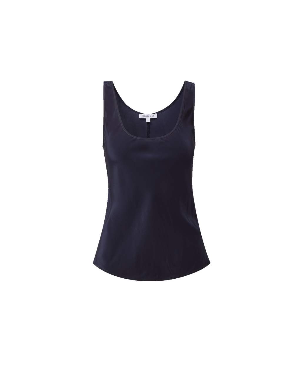 Veronica Beard Dark blue satin scoop neck tank top.