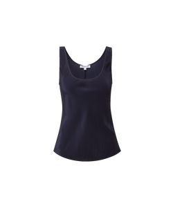 Veronica Beard Dark blue satin scoop neck tank top.