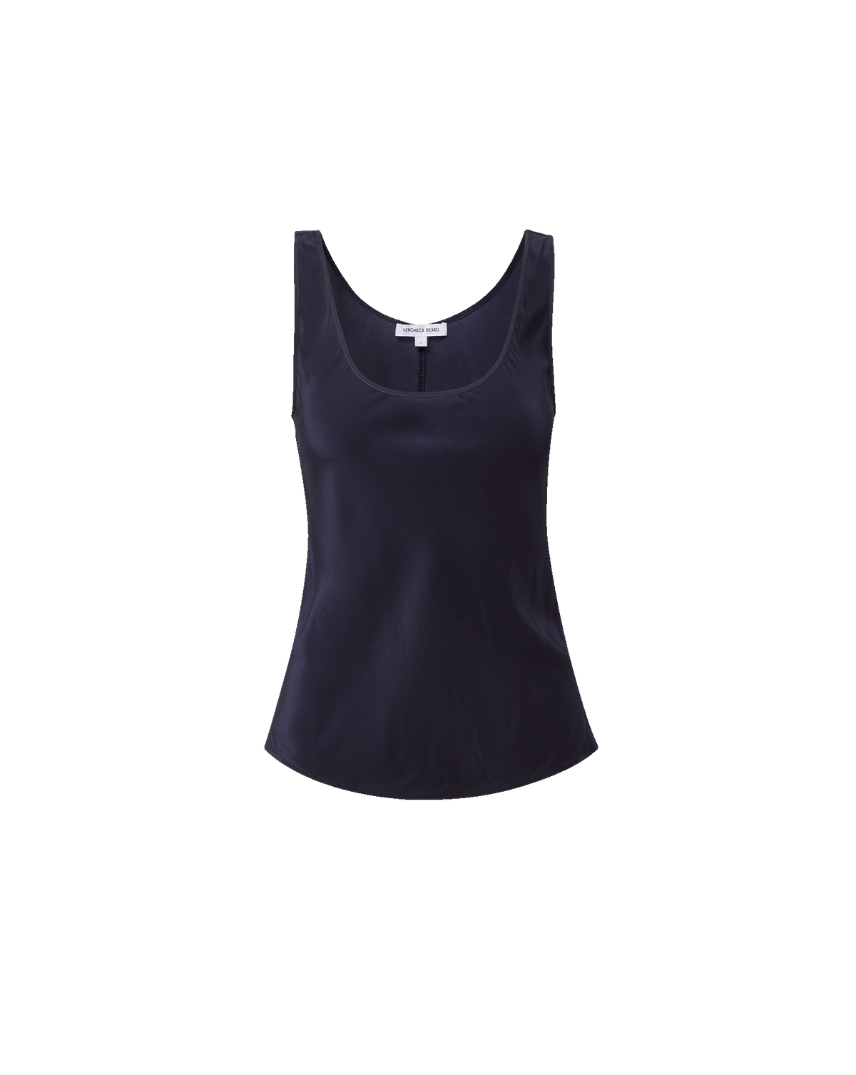 Veronica Beard Dark blue satin scoop neck tank top.