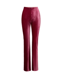 Veronica Beard Magenta velvet flare trousers.