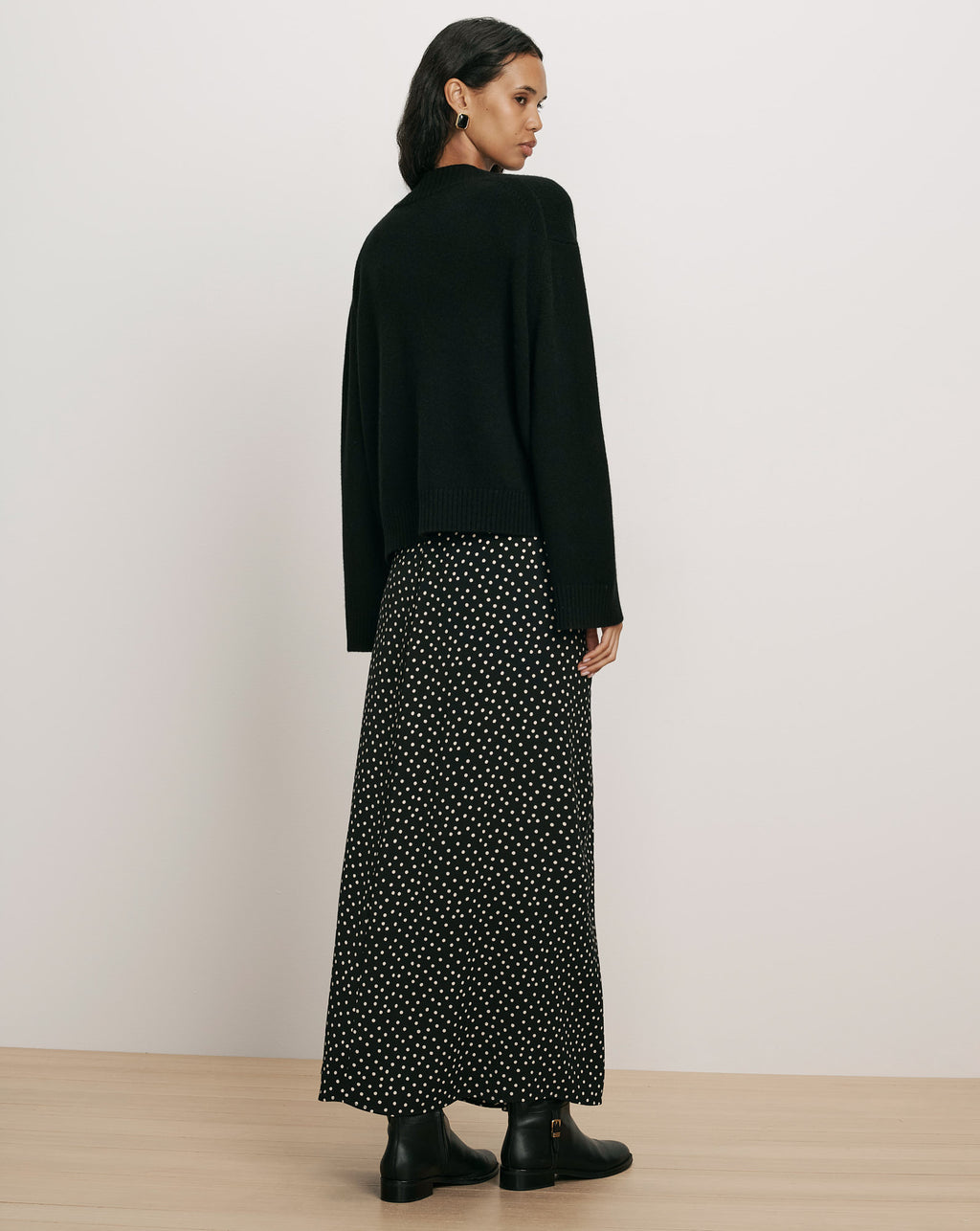 Veronica Beard Black polka dot maxi skirt.