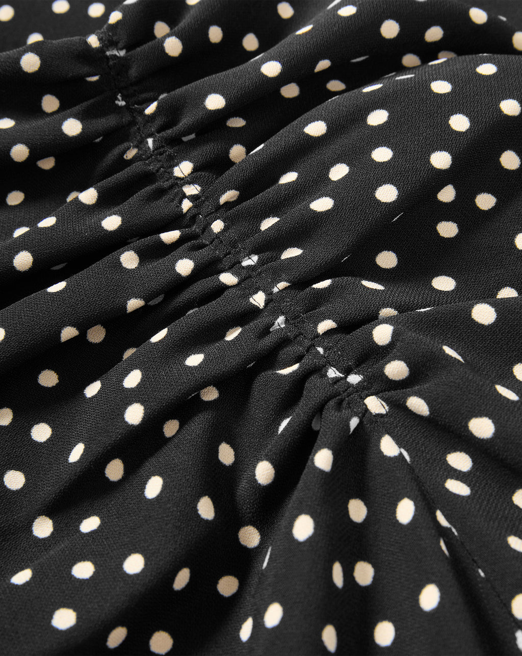 Veronica Beard Black polka dot ruched chiffon dress.
