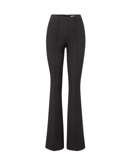 Veronica Beard Black flare pants, black top, black blazer.