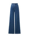 Veronica Beard Blue denim wide-leg pleated pants.