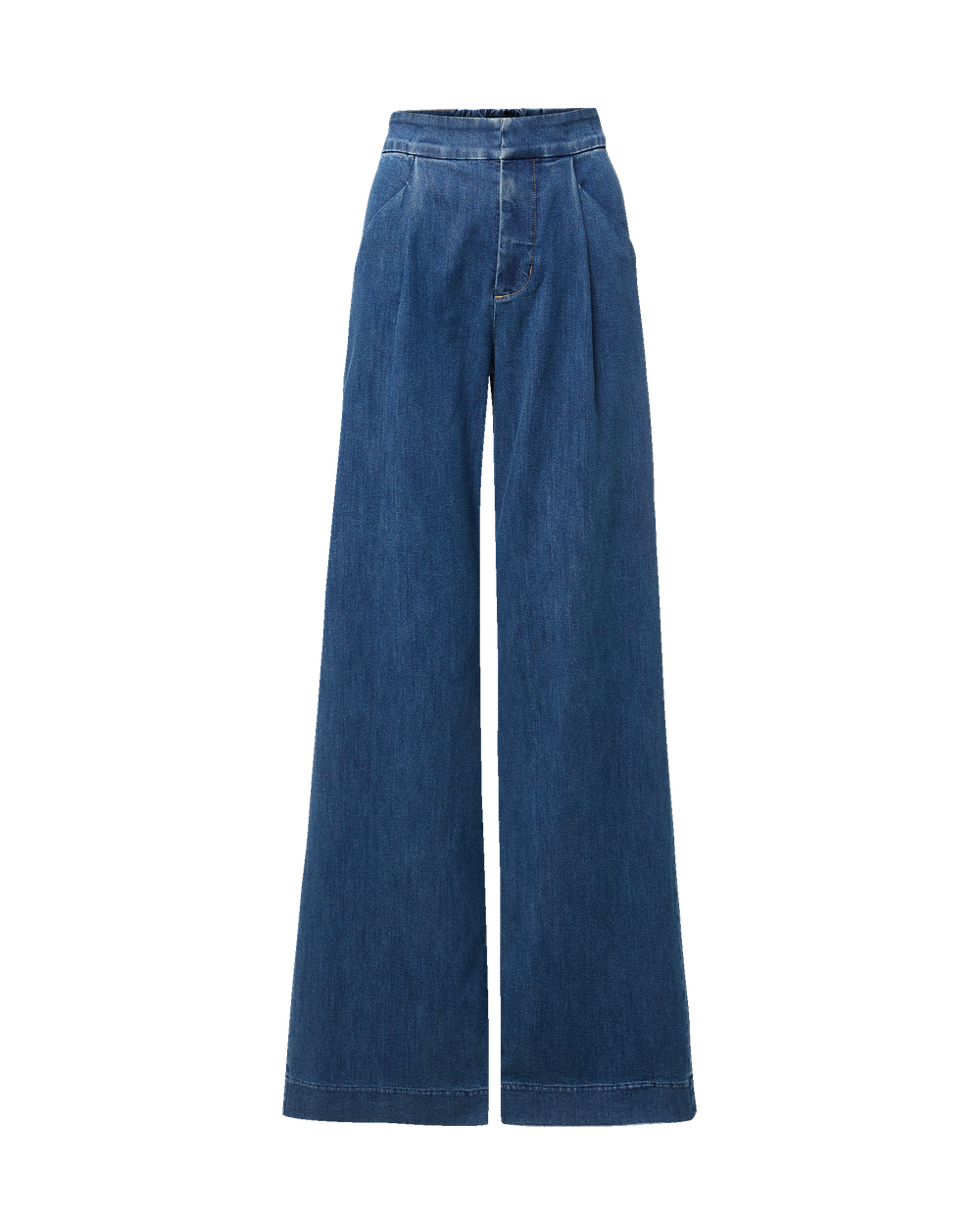 Veronica Beard Blue denim wide-leg pleated pants.