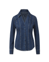 Veronica Beard Blue denim button-down shirt with contrast stitching.