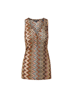 Veronica Beard Multicolor metallic chevron knit sleeveless top.