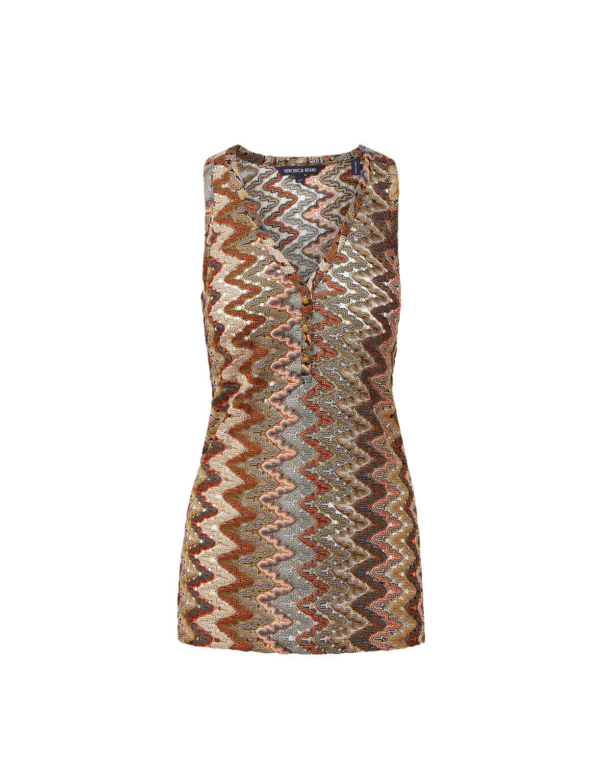 Veronica Beard Multicolor metallic chevron knit sleeveless top.