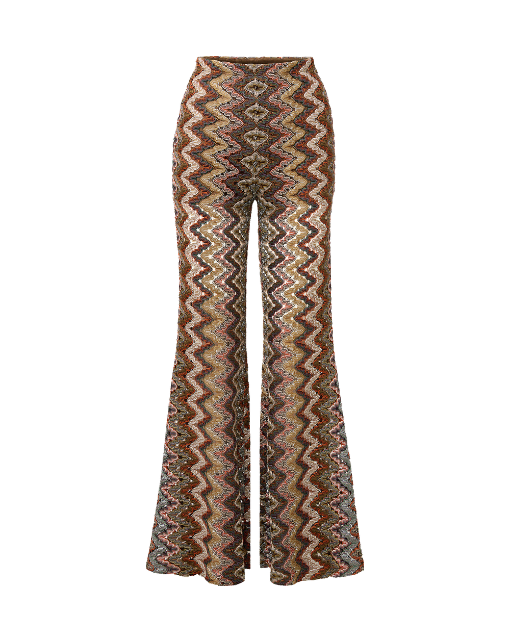 Veronica Beard Multi-color chevron knit flared trousers.