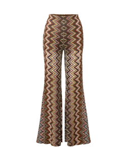 Veronica Beard Multi-color chevron knit flared trousers.