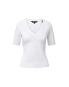 Veronica Beard White V-neck t-shirt with short sleeves.