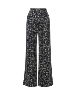 Veronica Beard Black polka-dot wide-leg denim pants.