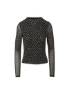 Veronica Beard Black mesh polka dot long-sleeve top.