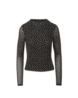 Veronica Beard Black mesh polka dot long-sleeve top.