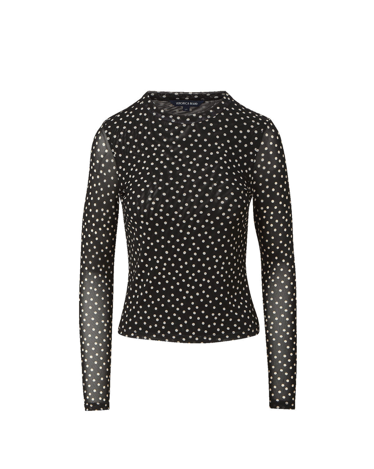 Veronica Beard Black mesh polka dot long-sleeve top.