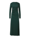 Veronica Beard Dark green long-sleeve ruched maxi dress.