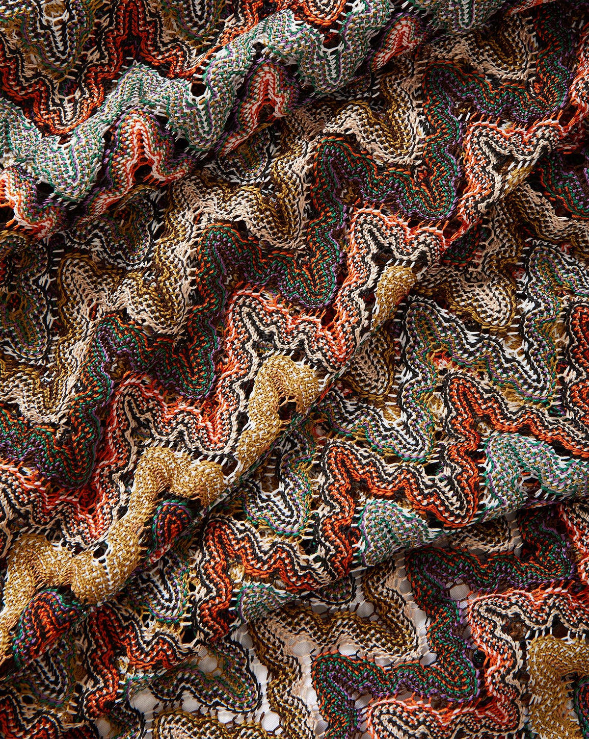 Veronica Beard Multicolor knit fabric with zig-zag chevron pattern.