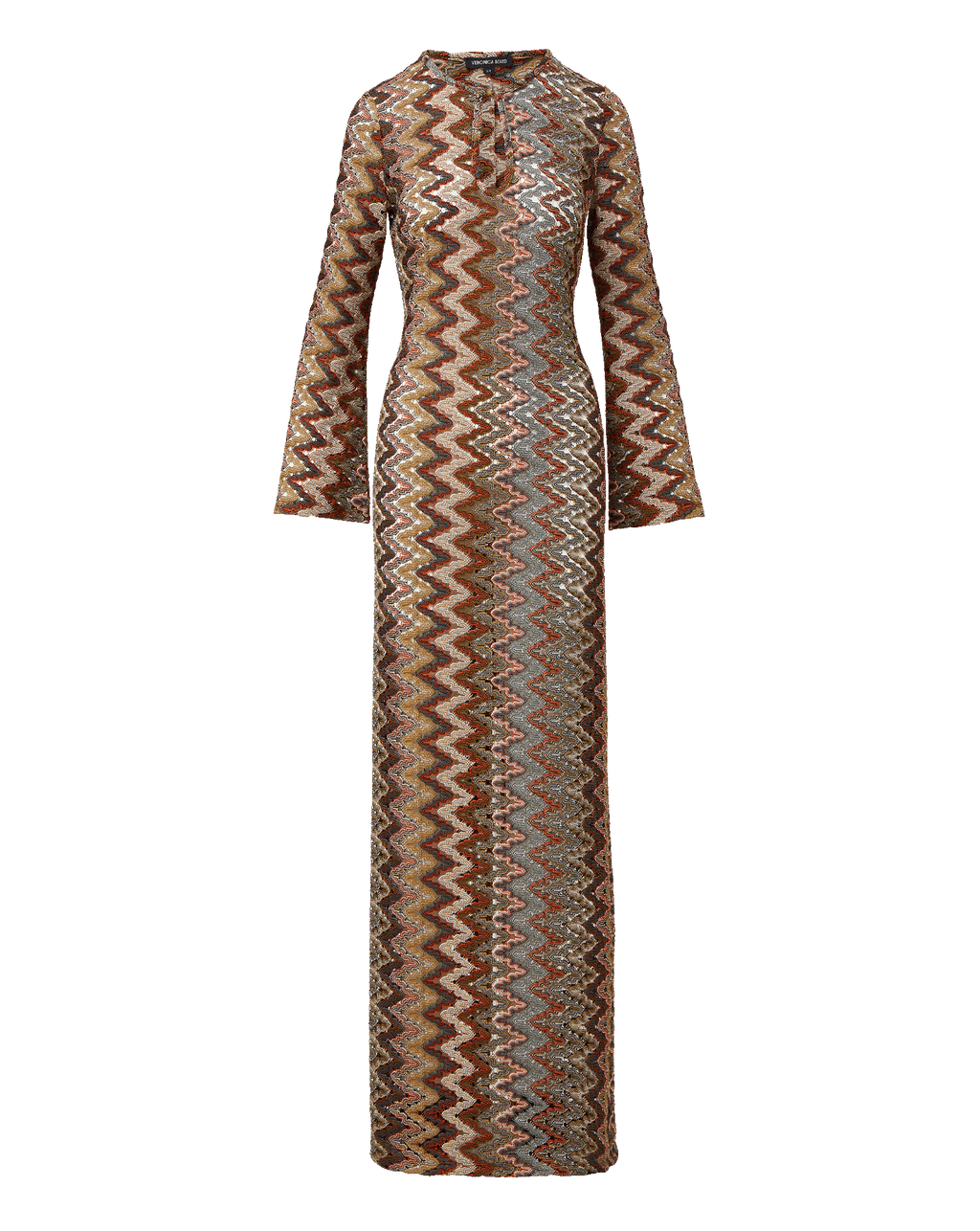 Veronica Beard Multicolored chevron sequin long sleeve maxi dress.