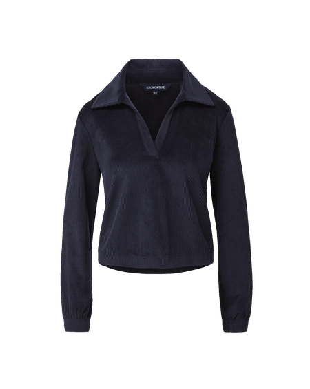 Veronica Beard Black corduroy collared long-sleeve shirt.